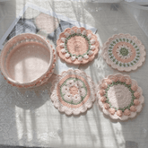 Rose Collection - Handmade Crochet Storage Basket -  Coral Pink